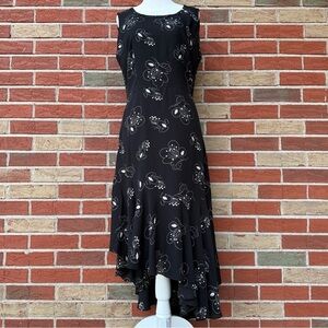 Kobi Halperin Black Floral Keyhole Sleeveless Asymmetrical Hemline Maxi Dress 👗